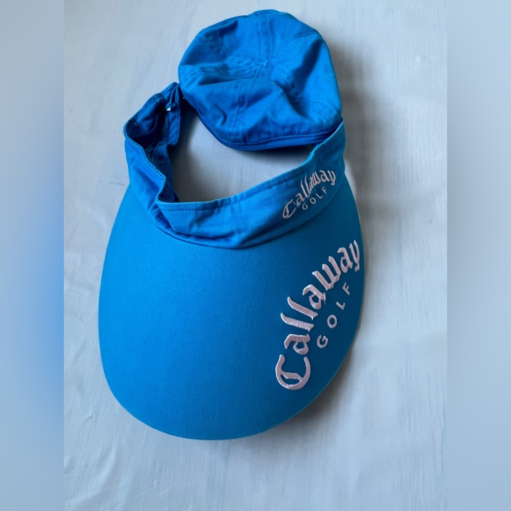 Golf Sun Visor Hat blue Removable crown Adjustable velcro cotton Embroidery